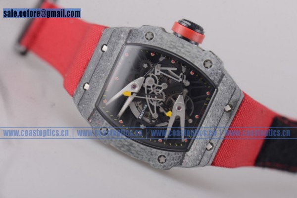 Richard Mille RM027-2 Watch 1:1 Replica Carbon Fiber Red Leather